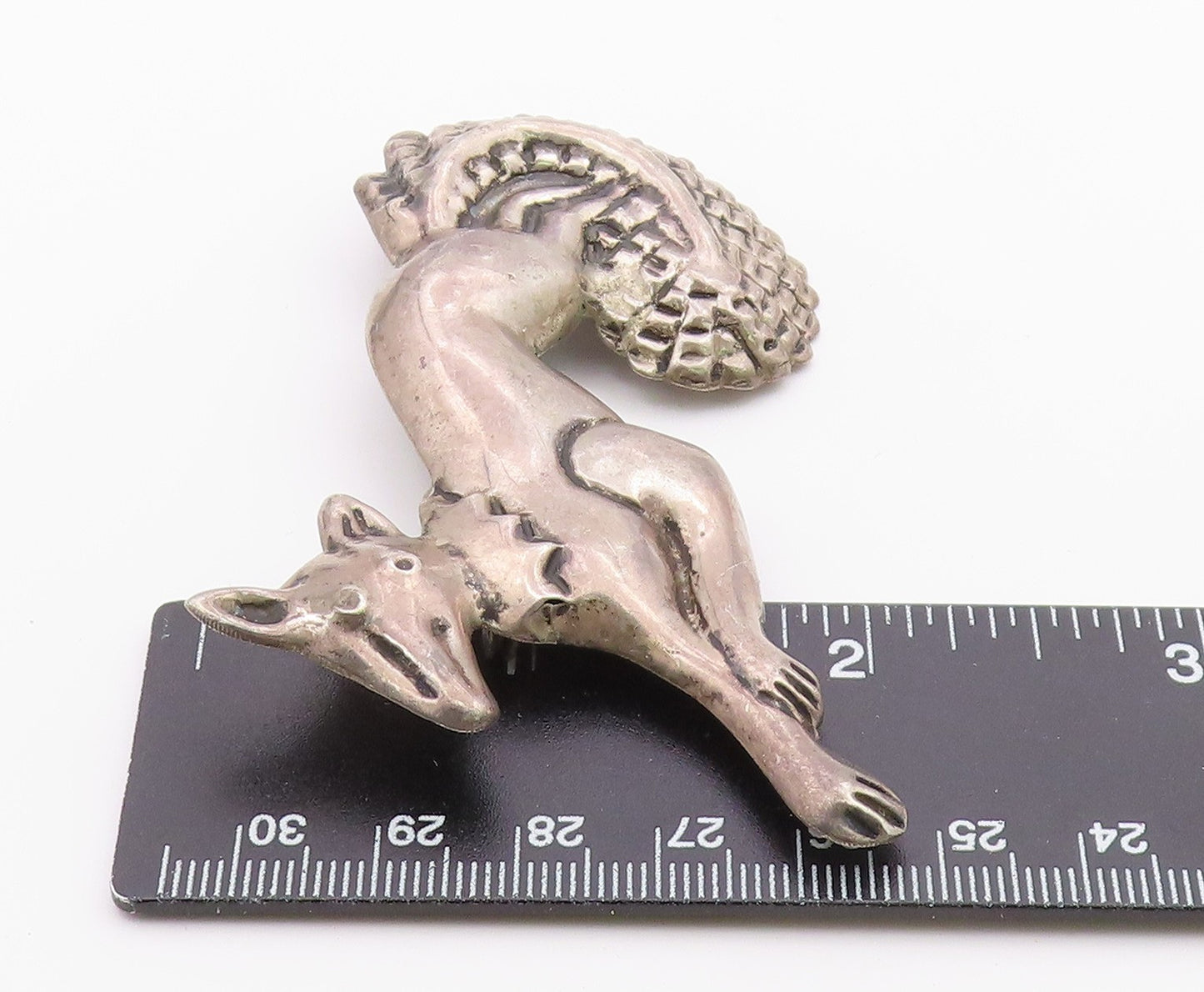 MEXICO 925 Sterling Silver Vintage Antique Oxidized Animal Brooch Pin BP3170