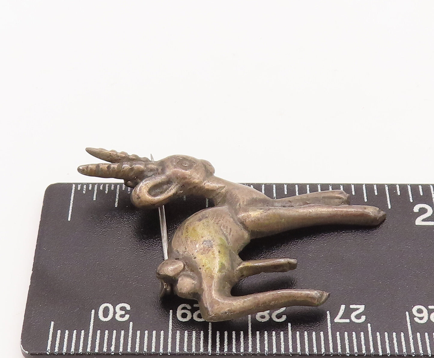 925 Sterling Silver Vintage Brooch Pin Antique Baby Deer With Long Horns BP11089
