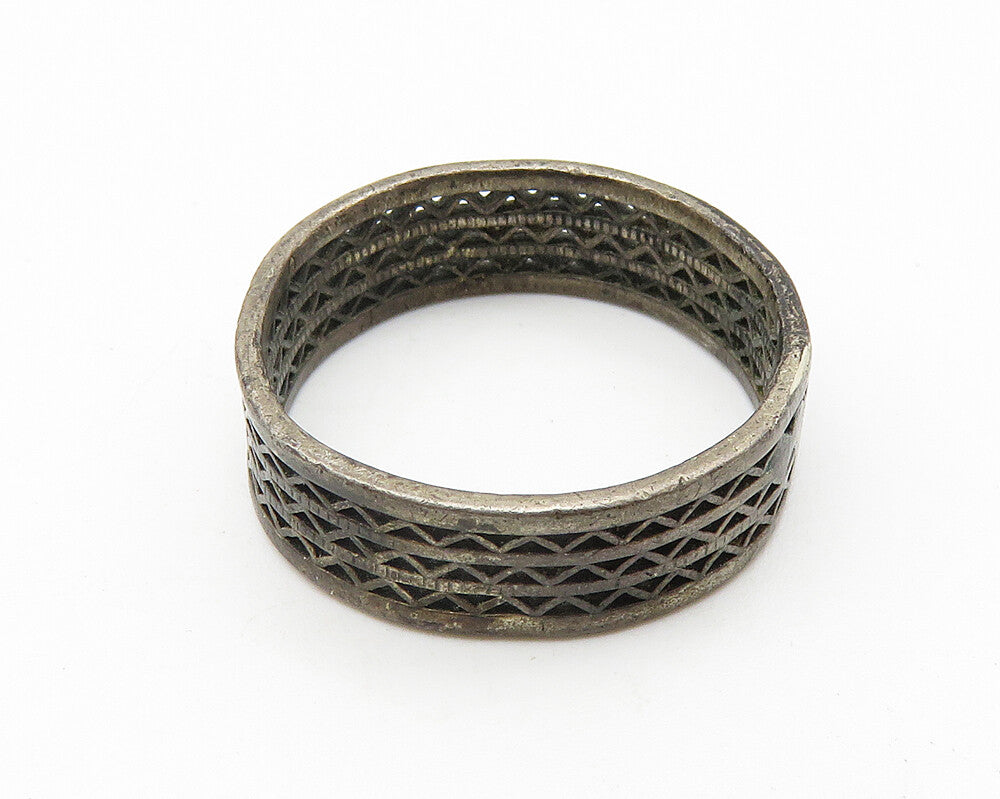 925 Sterling Silver Vintage Oxidized Petite Round Band Ring Sz 6 RG10227