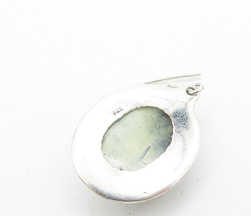 925 Sterling Silver Vintage Cabochon Rutilated Quartz Dangle Earrings EG3197