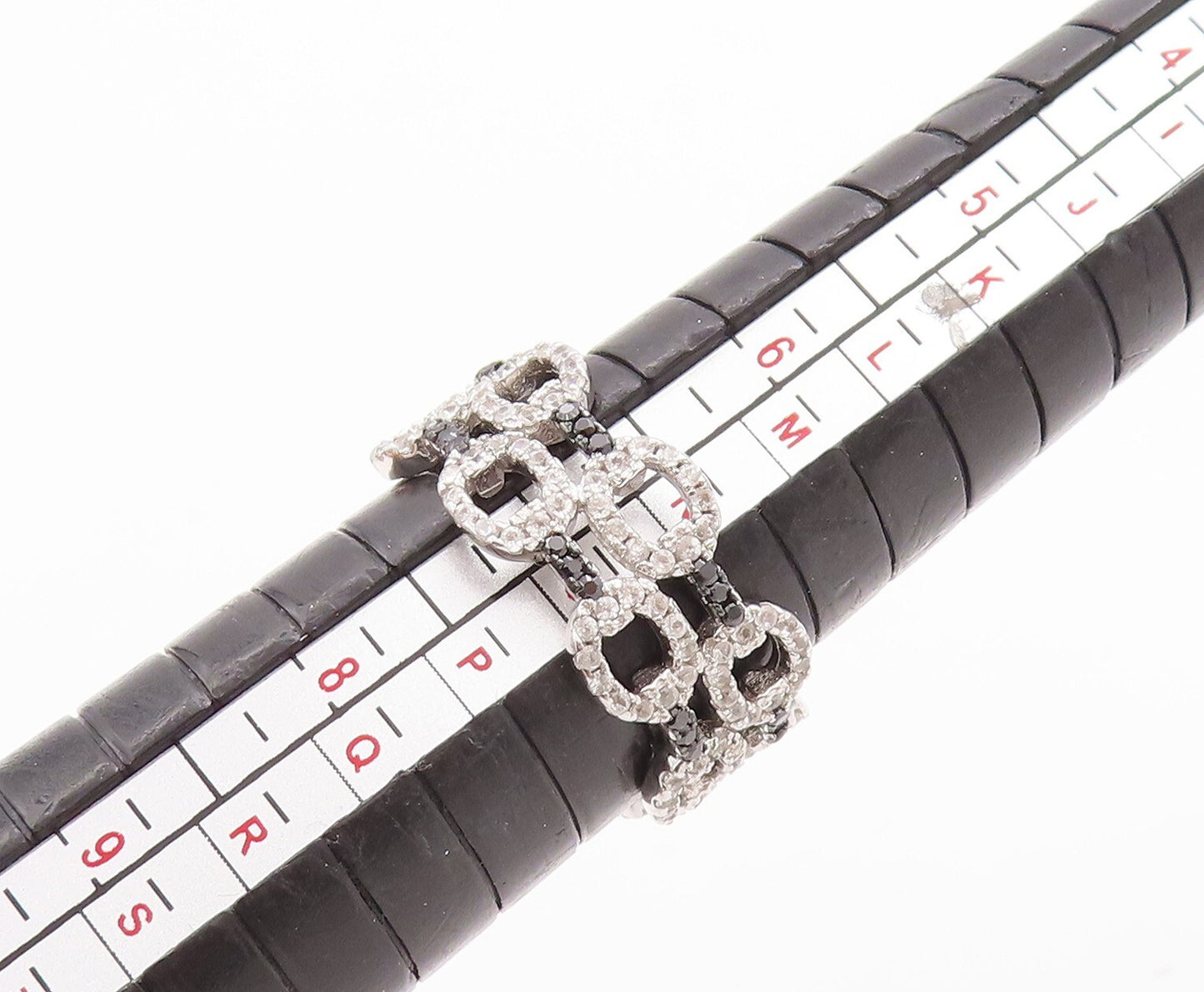 925 Sterling Silver Vintage Ring Designer 0 Linked Topaz & Spinel Sz 7 RG29370