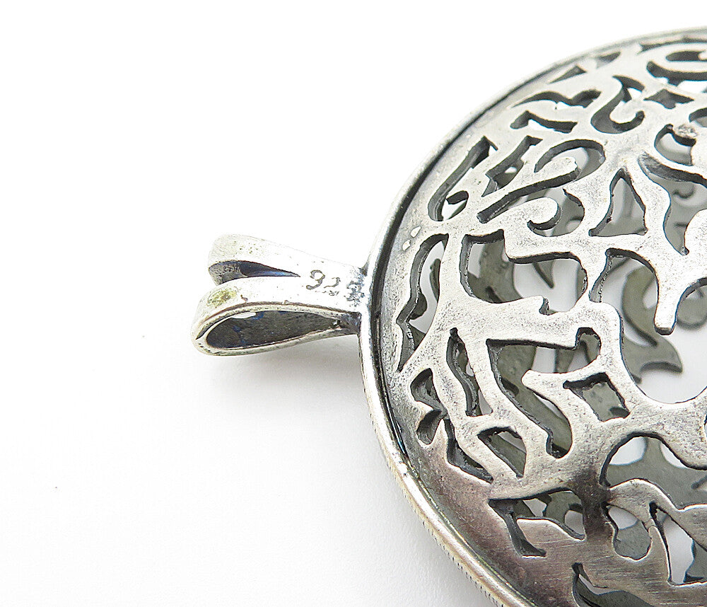 925 Sterling Silver Vintage Dark Tone Cutout Pattern Round Pendant PT5412