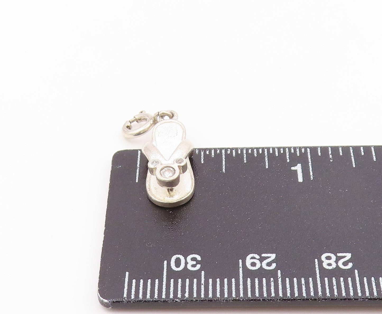 DISNEY 925 Sterling Silver Vintage Petite Topaz Flip Flop Sandal Pendant PT17113