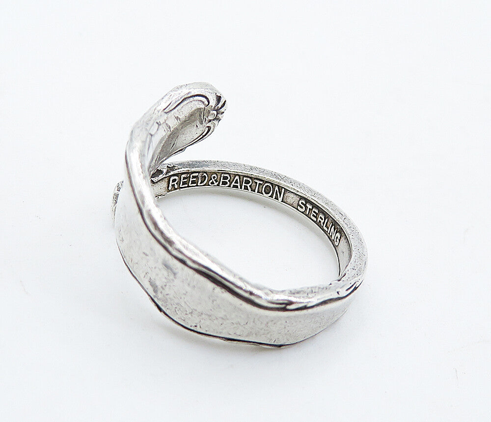 REED & BARTON 925 Sterling Silver Vintage Spoon Bypass Band Ring Sz 6.5 RG4842