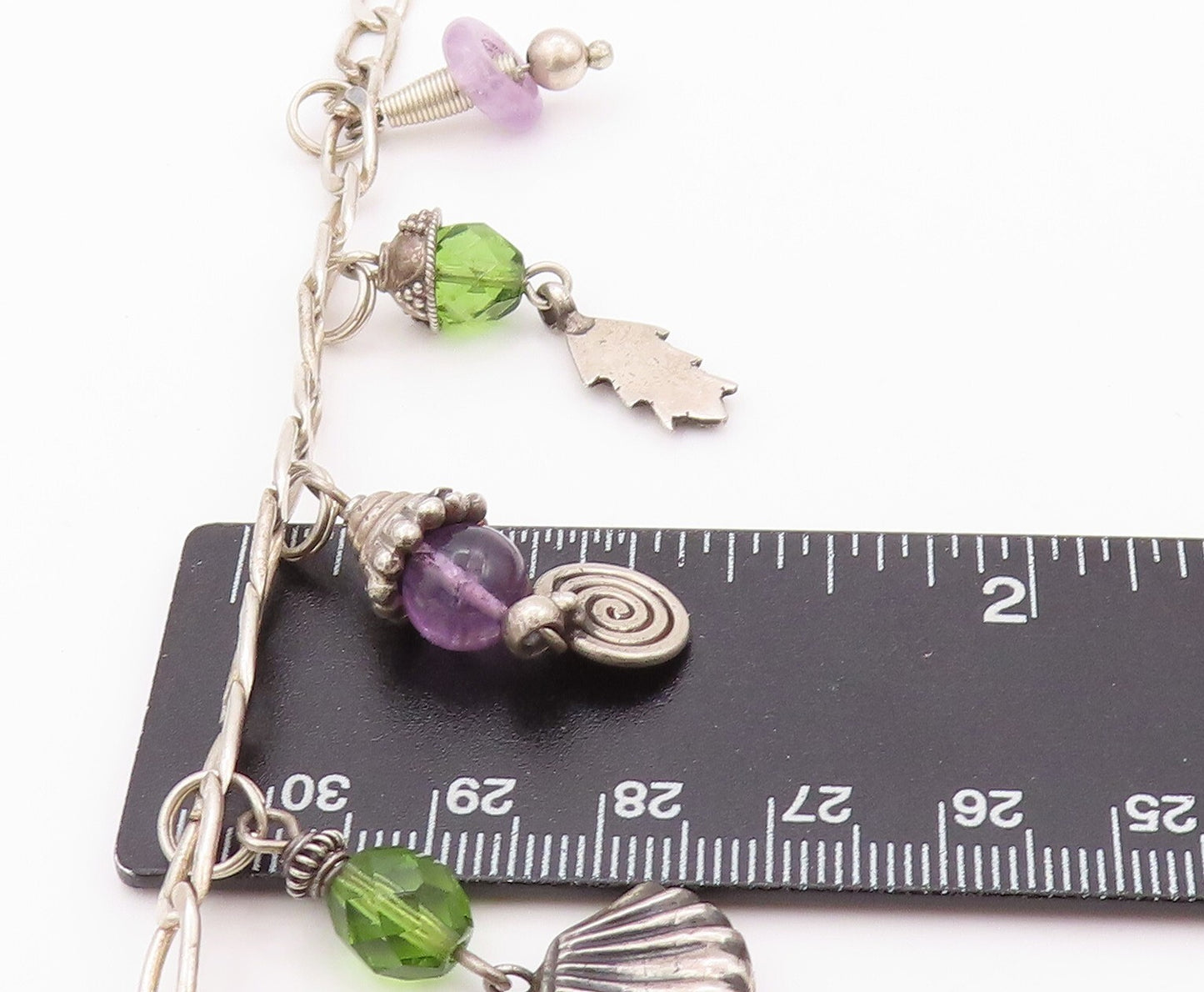 925 Sterling Silver Vintage Bracelet Designer Gemstone Dangling Sea Life BT11160