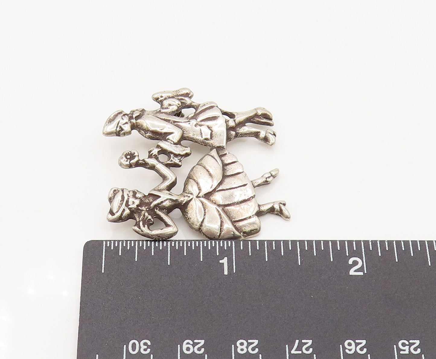 925 Silver Vintage Antique Man Giving Flower Romantic Brooch Pin BP10151