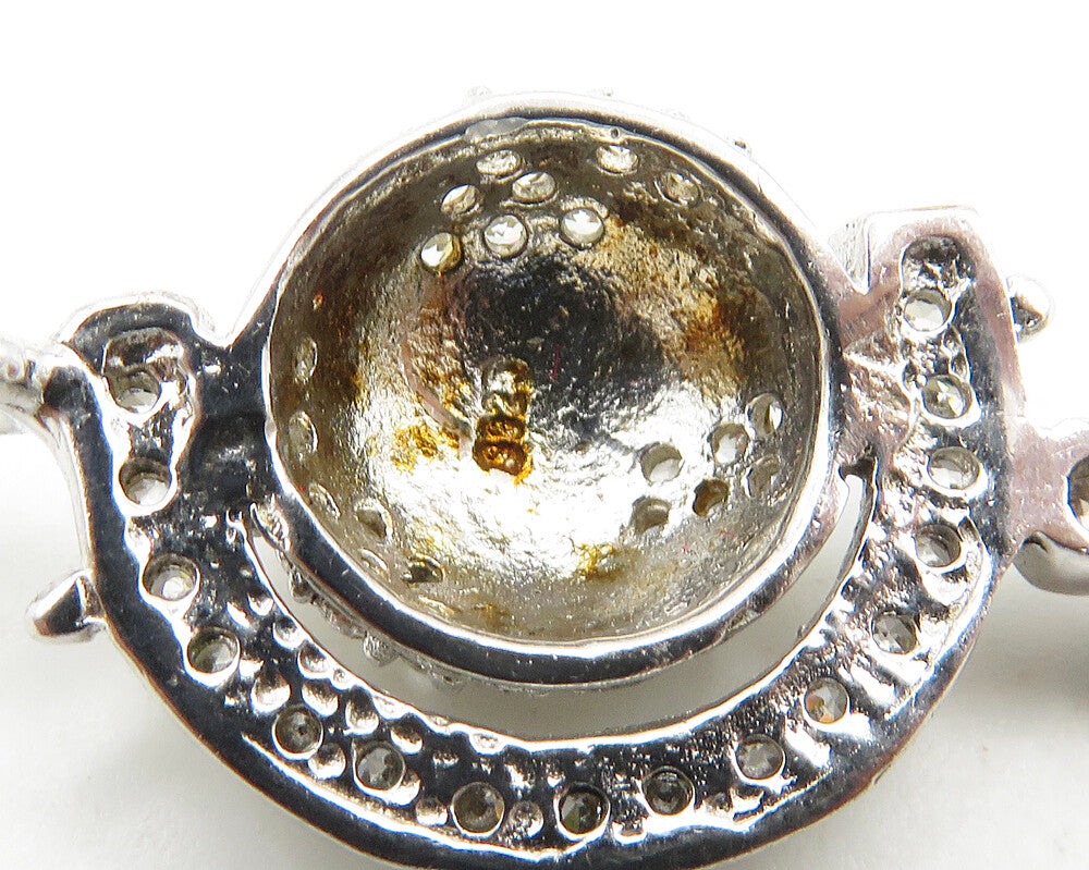 925 Sterling Silver Vintage Cubic Zirconia Petite Globe Pendant PT14619