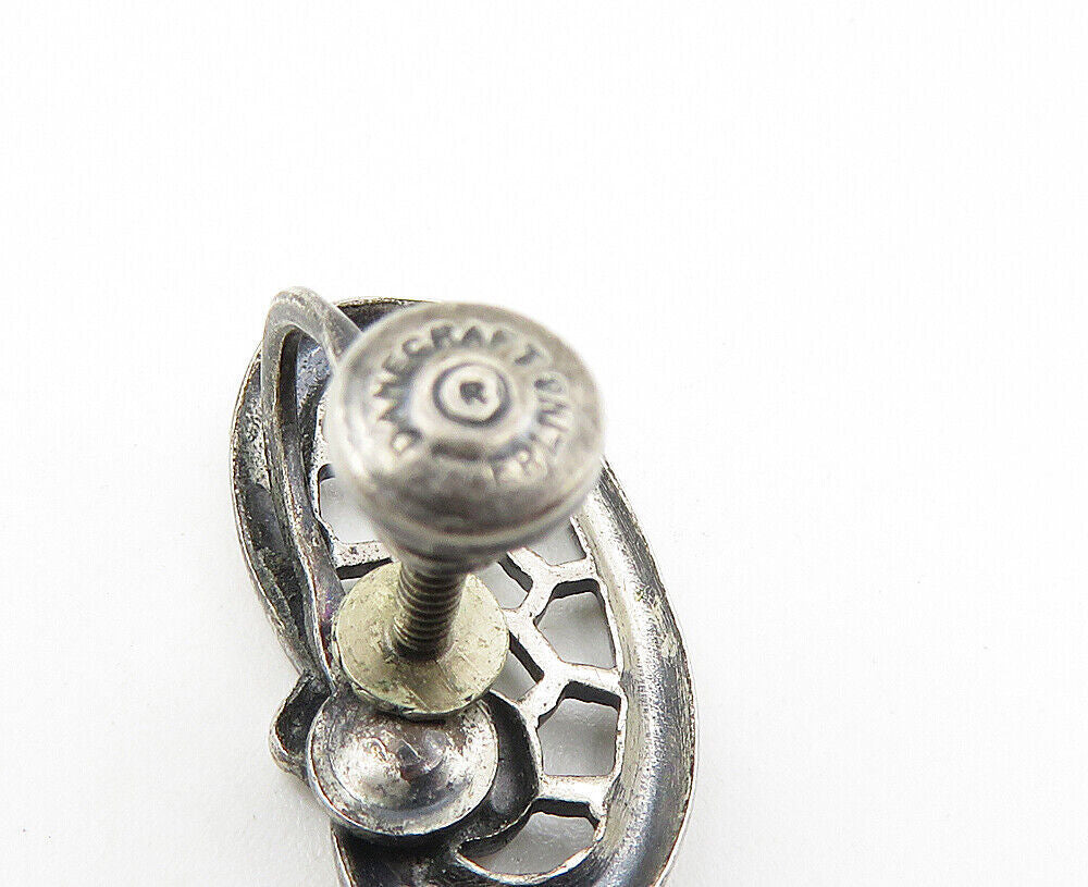 DANECRAFT 925 Silver Vintage Petite Floral Swirl Non Pierce Earrings EG4992