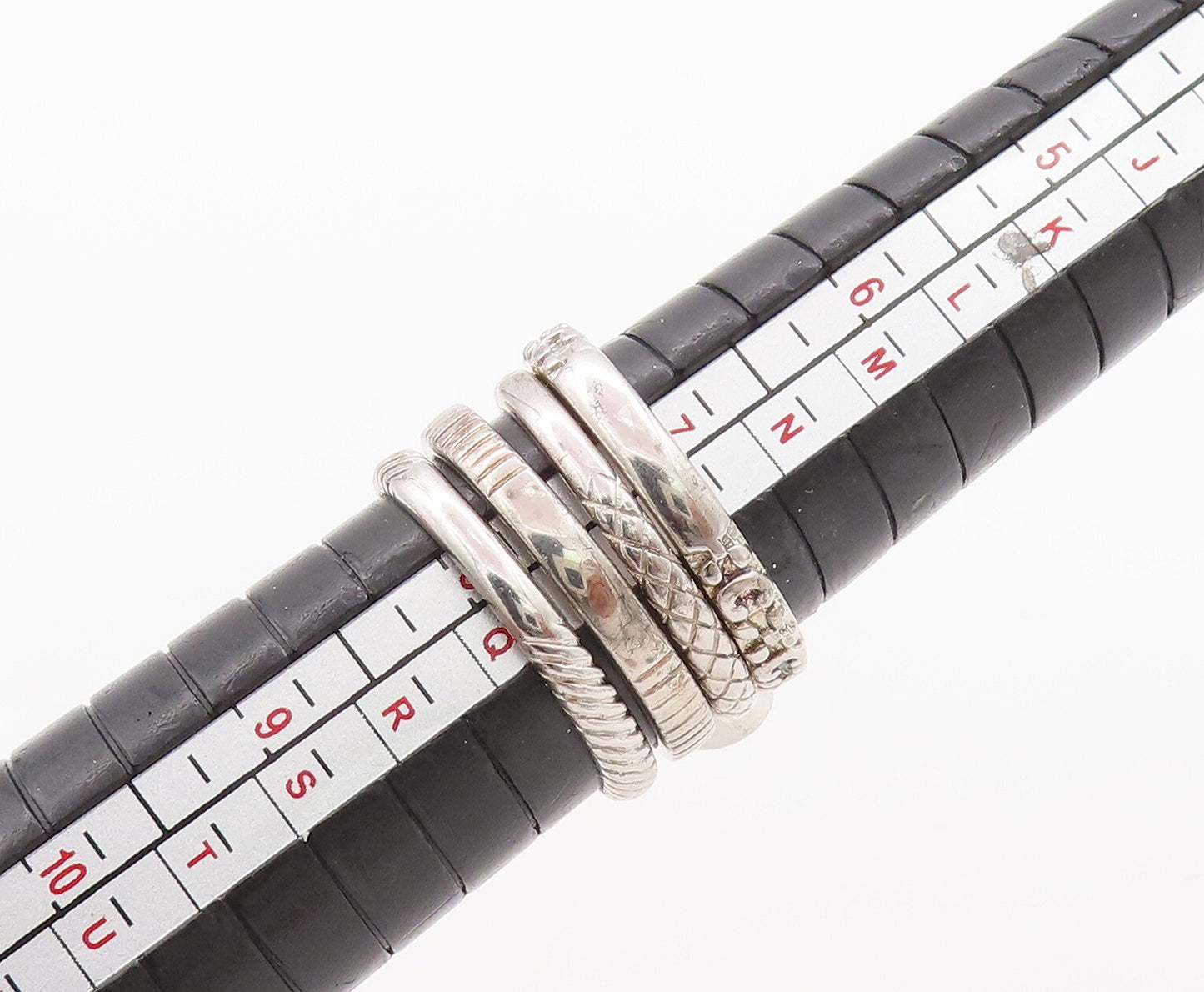 925 Sterling Silver Vintage Ring Carved Stackable Peridot Inlay Sz 8 RG29853
