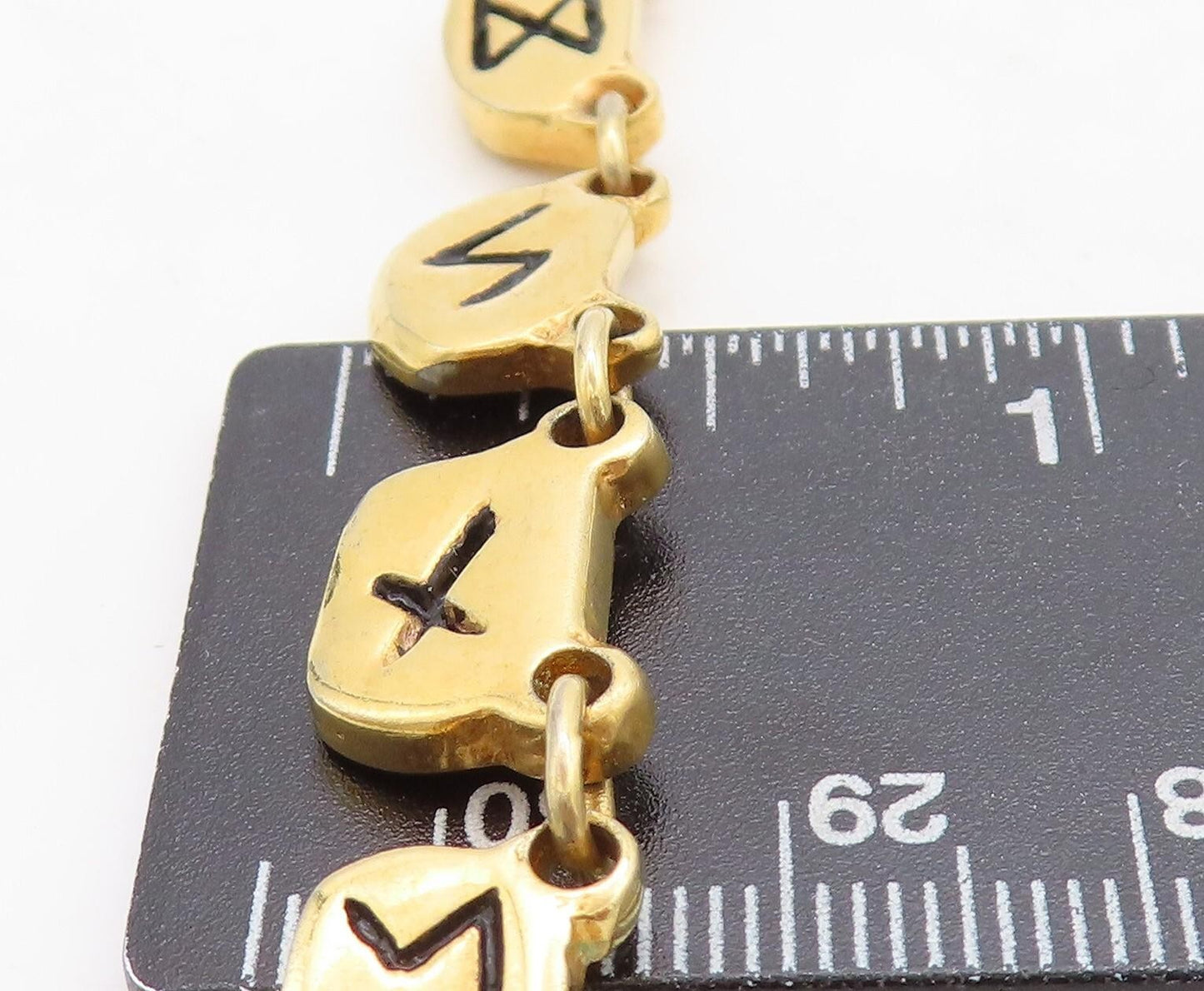 925 Sterling Silver Etched Letters Symbols Gold Plated Chain Necklace NE1374