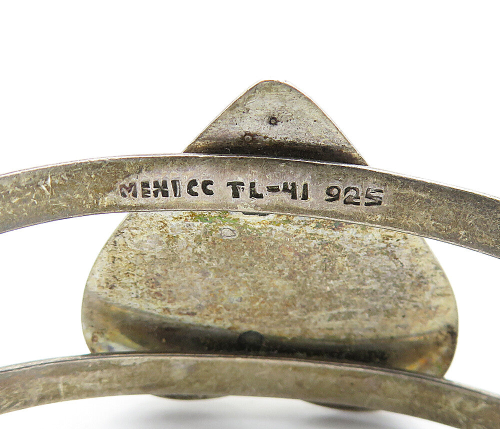 MEXICO 925 Sterling Silver Vintage Dark Tone Love Heart Cuff Bracelet BT2046