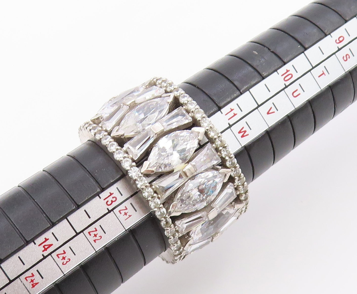925 Sterling Silver Vintage Ring Multi Shape CZ Eternity Band Sz 12 RG36500
