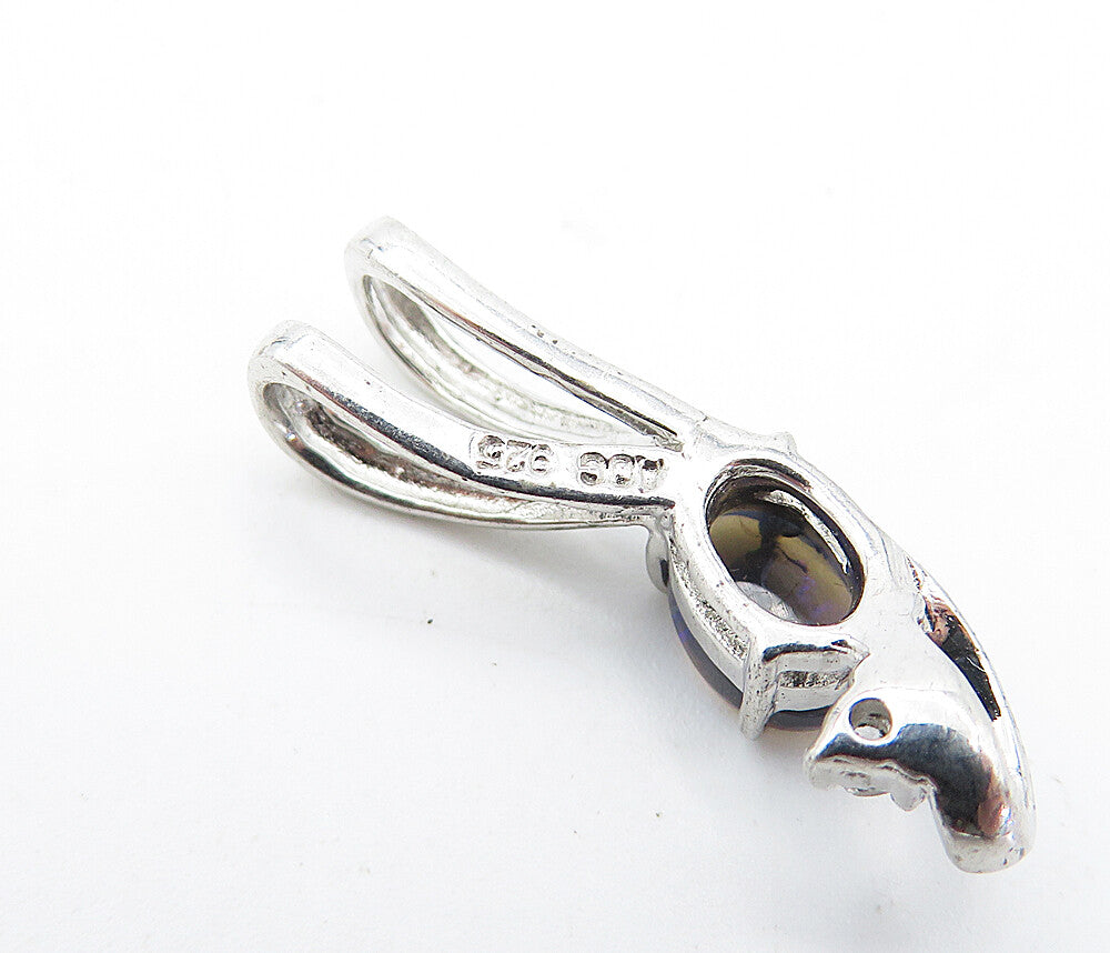 925 Sterling Silver Petite Topaz Shiny Polished Loop Design Pendant PT2615