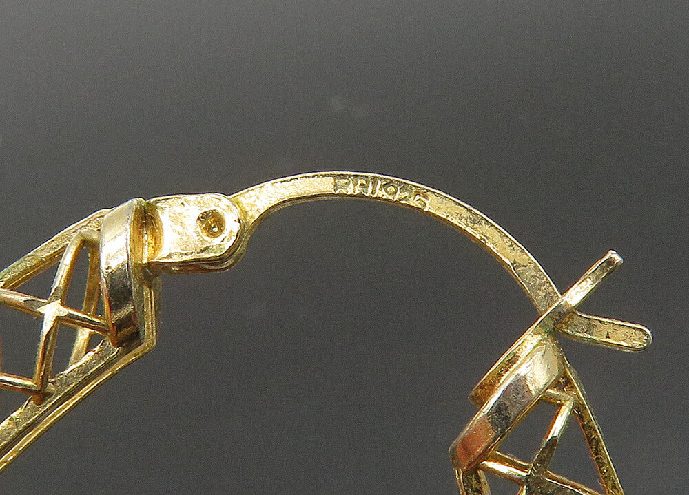 925 Sterling Silver Vintage Gold Plated Wire Crossed Hoop Earrings EG10215