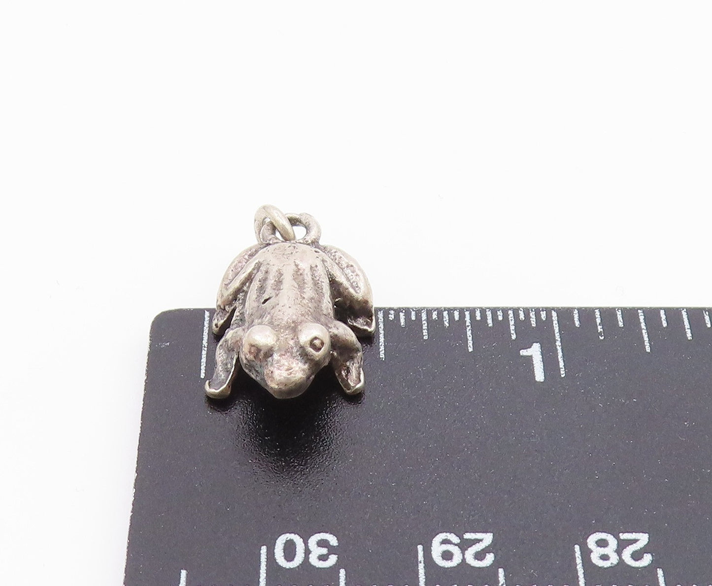 925 Sterling Silver Vintage Petite Dark Tone Frog Motif Pendant PT15897