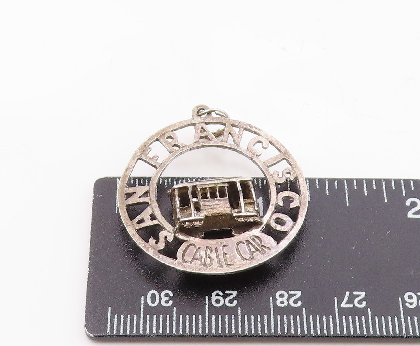 925 Sterling Silver Vintage San Francisco Cable Car Souvenir Pendant PT19436