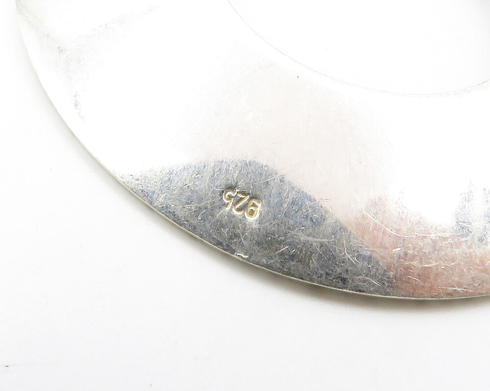 925 Sterling Silver Vintage Textured Open Circle Drop Earrings EG7442