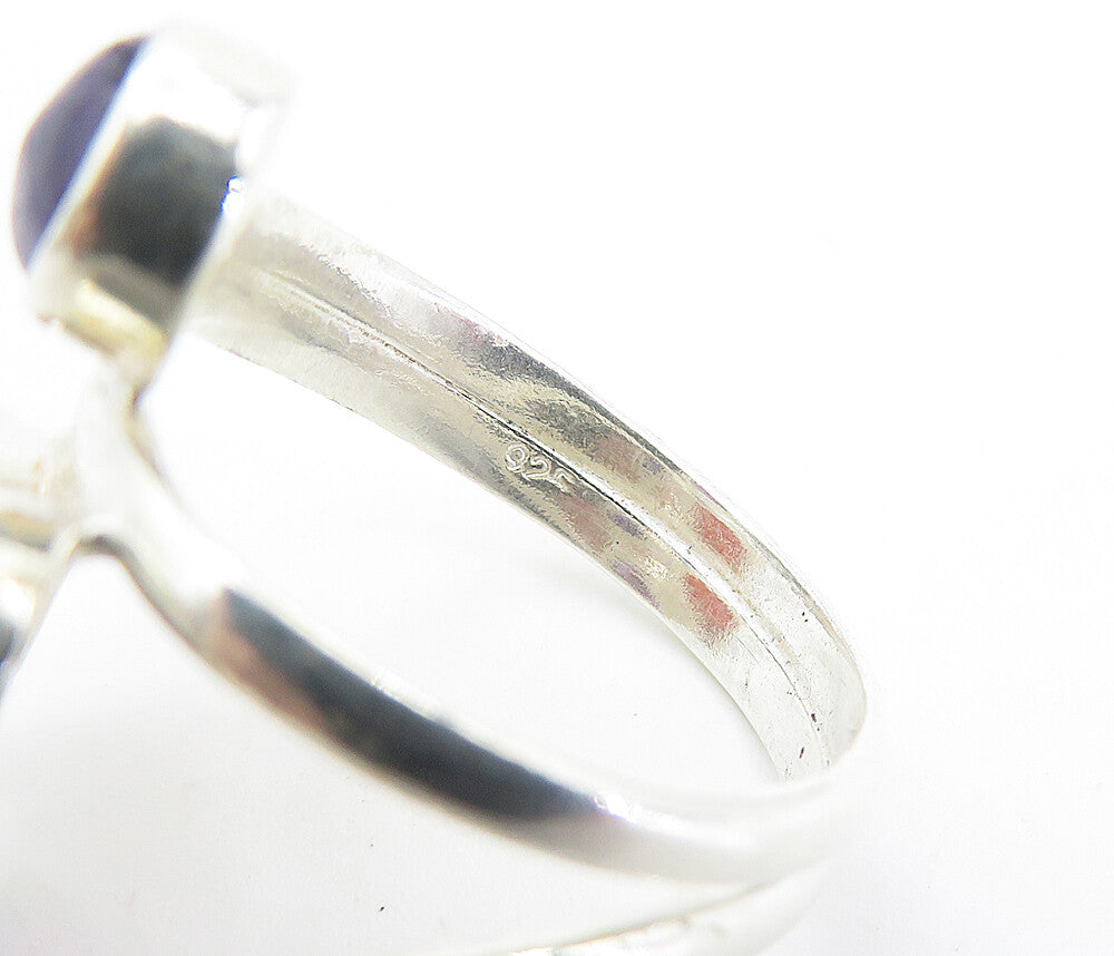 925 Sterling Silver Coral & Amethyst Cluster Split Cocktail Ring Sz 7 RG7790