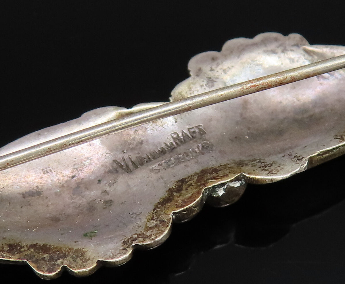 VIKINGCRAFT 925 Silver Vintage Antique Double Leaves Brooch Pin BP10013