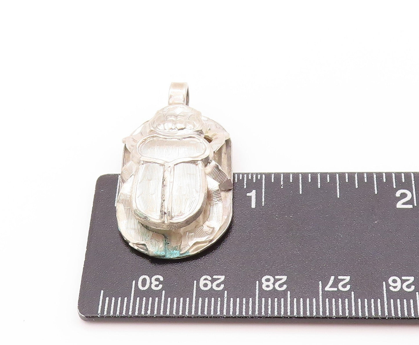 925 Sterling Silver Vintage Pendant Solid 3D Scarab Design Cutout PT23970