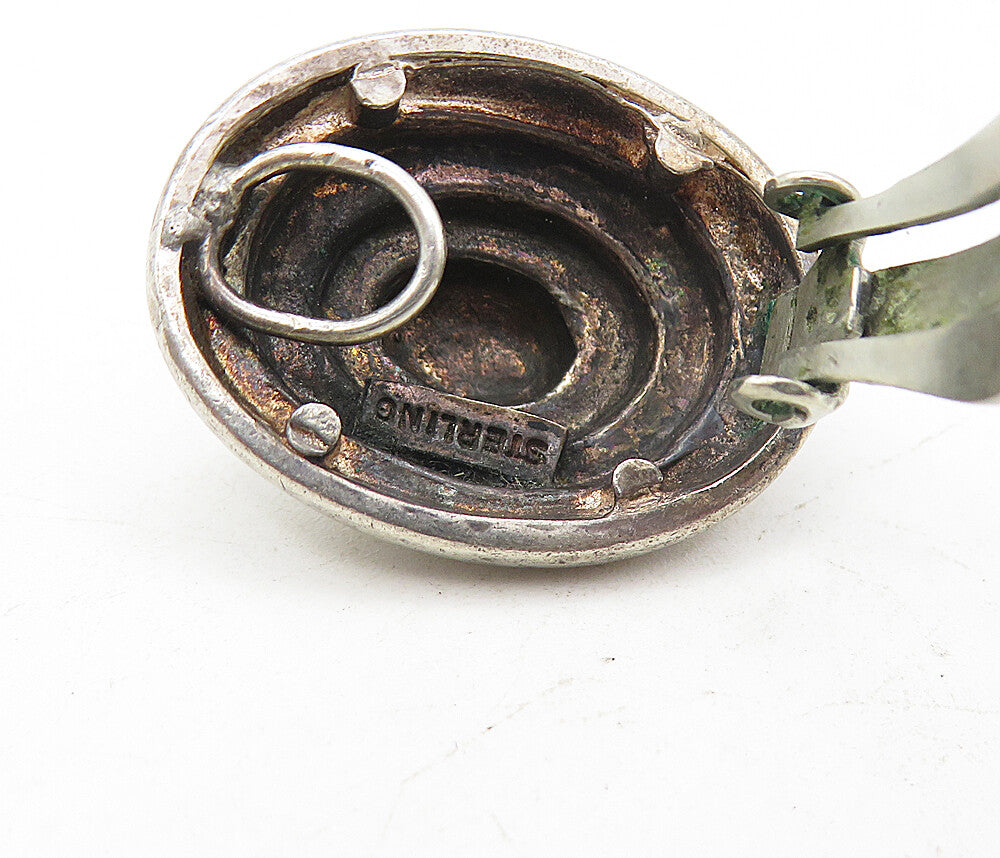 925 Sterling Silver Vintage Graduated Dome Non Pierce Drop Earrings EG3807