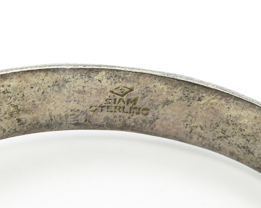 SIAM 925 Sterling Silver Vintage Enamel Pattern Round Bangle Bracelet BT7901