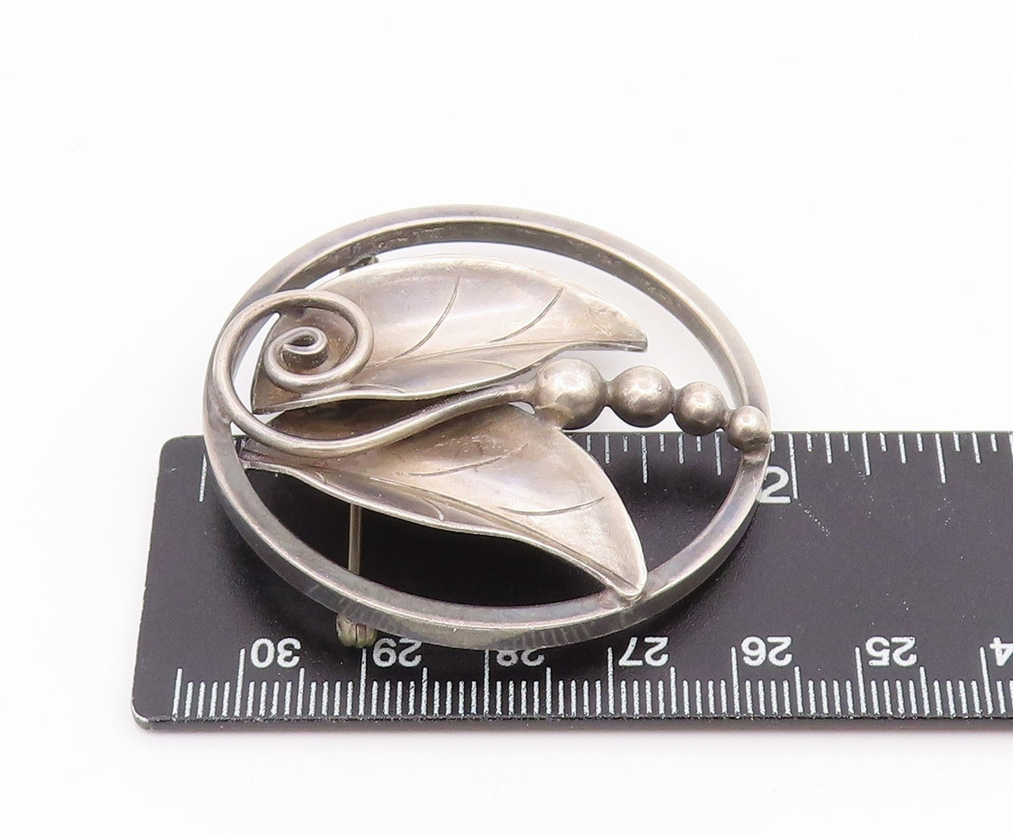 925 Sterling Silver Vintage Brooch Pin LA PAGLIA Classic Leaf & Berries BP12396
