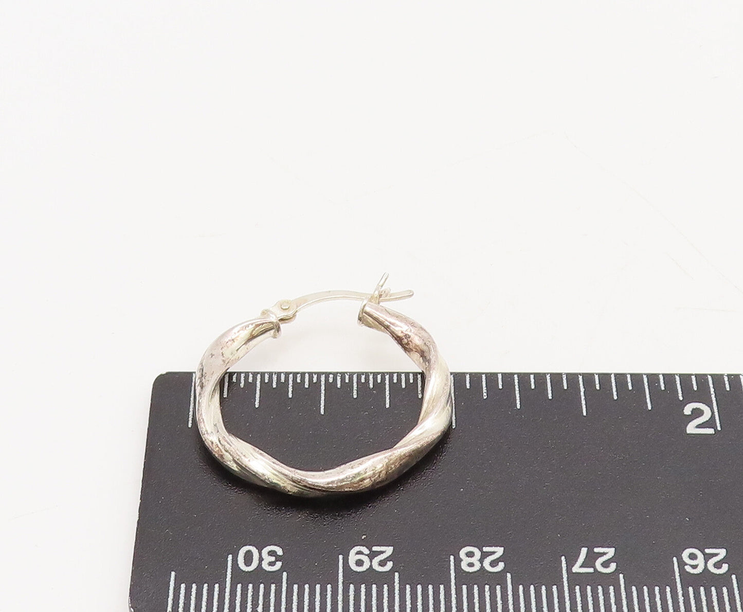 925 Sterling Silver Vintage Minimalist Twisted Rope Hoop Earrings EG12557