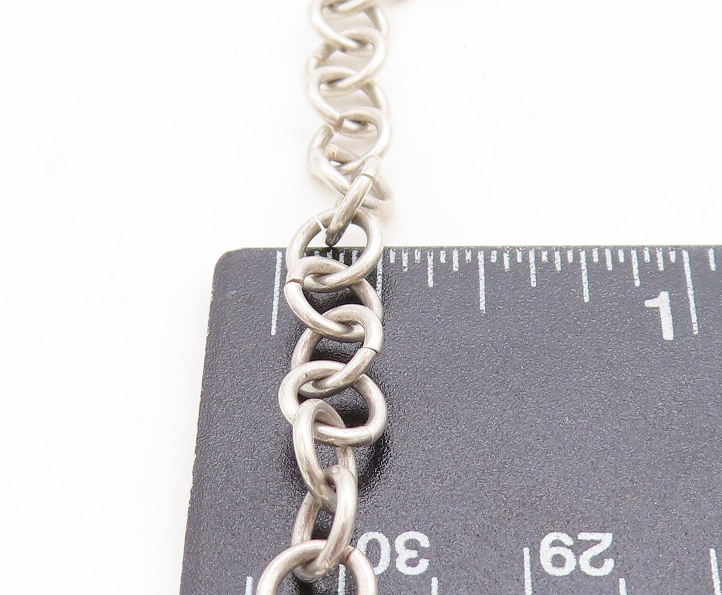 925 Sterling Silver Vintage Cabochon Cut Malachite Chain Necklace NE1460