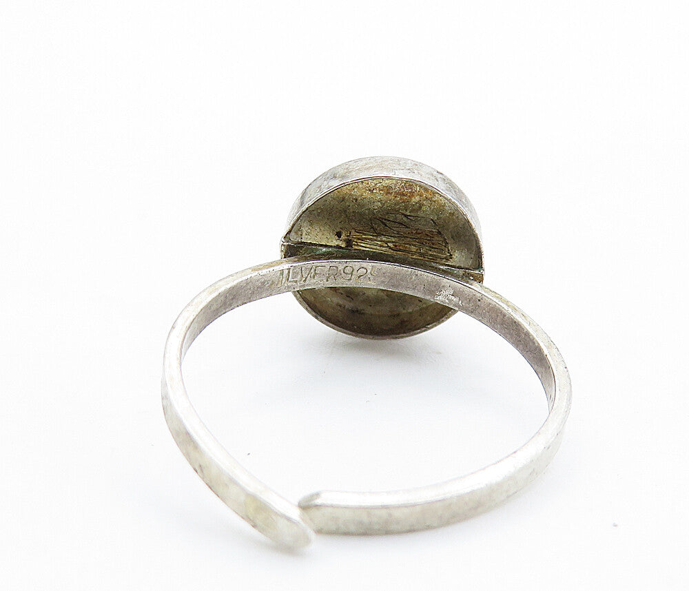 925 Sterling Silver Vintage Cabochon Tiger's Eye Solitaire Ring Sz 5.5 RG6531