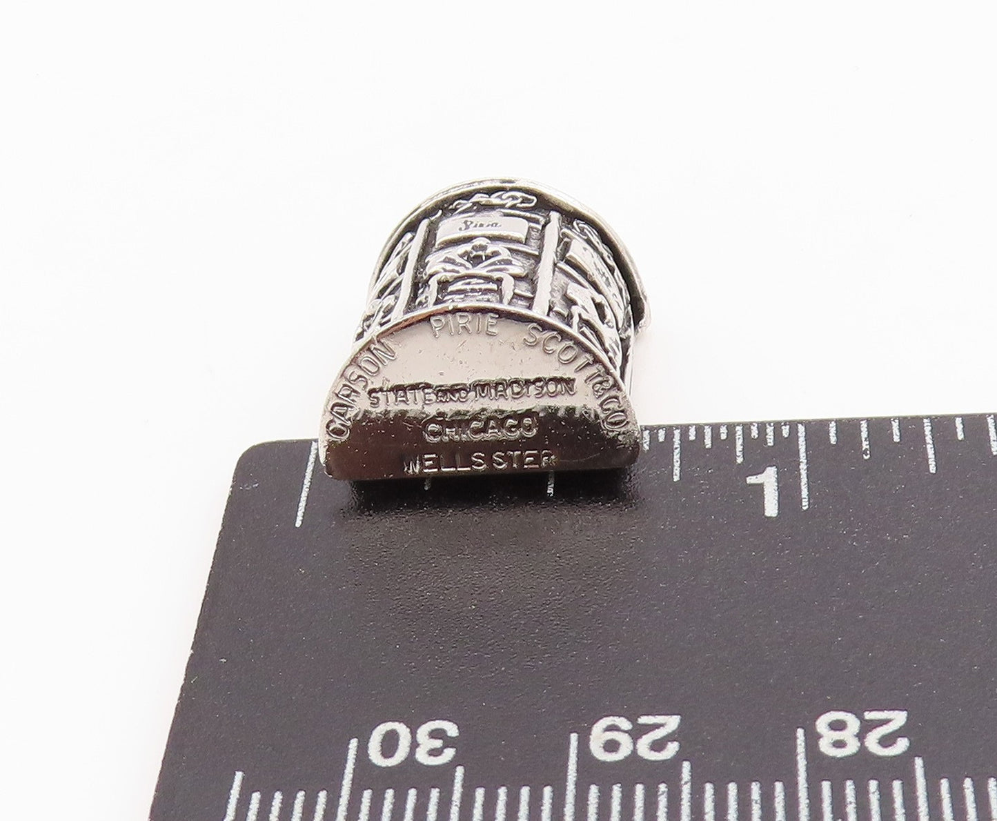 925 Sterling Silver Vintage Pendant Dark Tone Carved Thimble PT24432