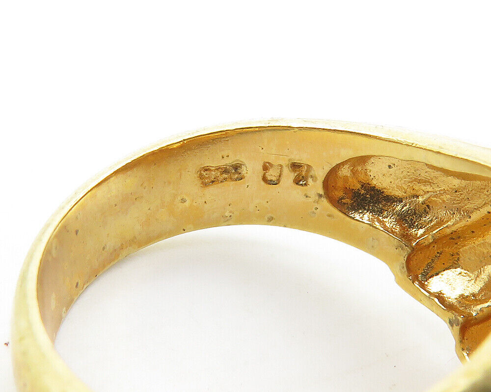 925 Sterling Silver Tear Drop Citrine Gold Plated Cocktail Ring Sz 7 RG17312