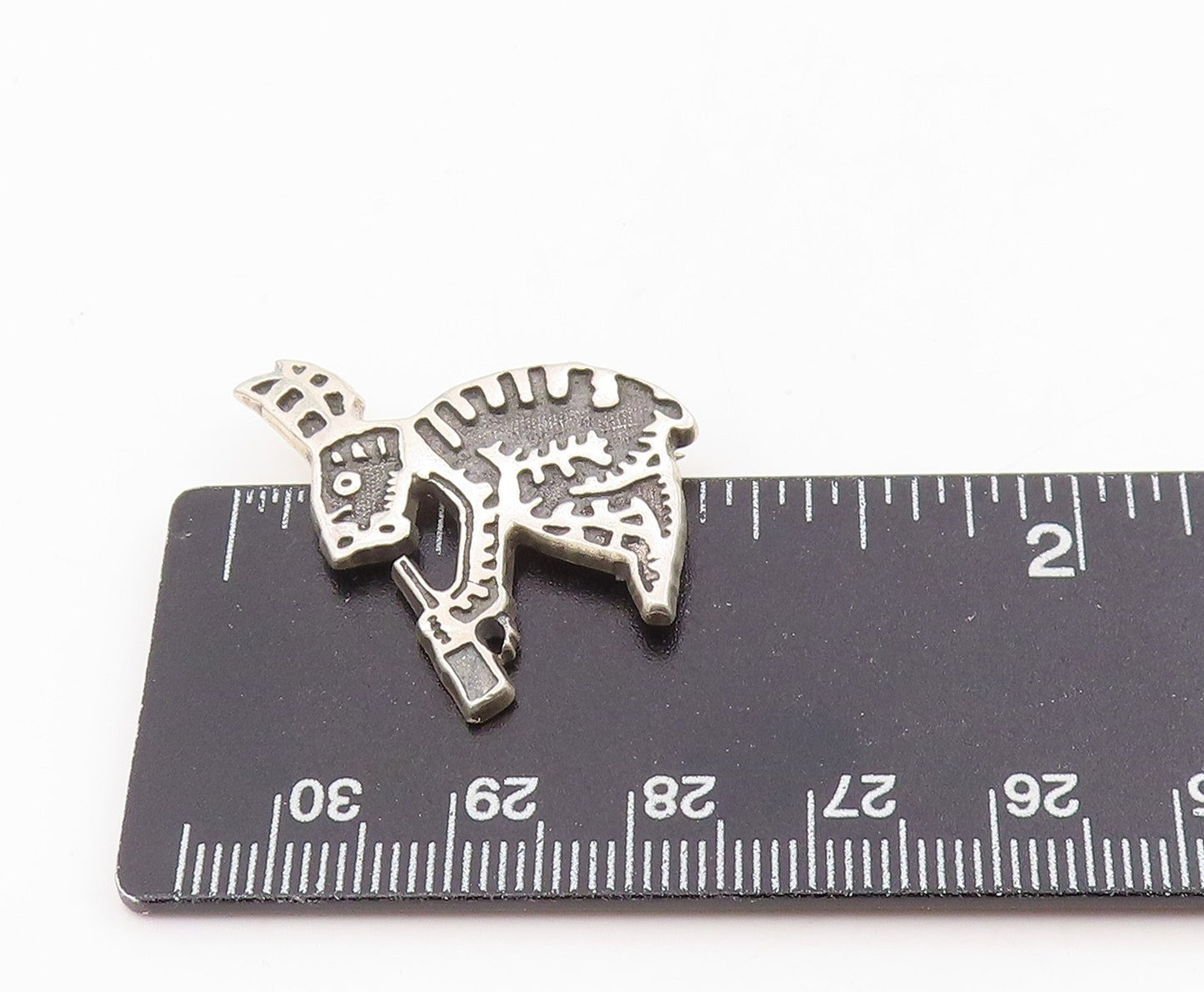 925 Sterling Silver Vintage Brooch Pin Modernist Tribal Animal Motif BP12248