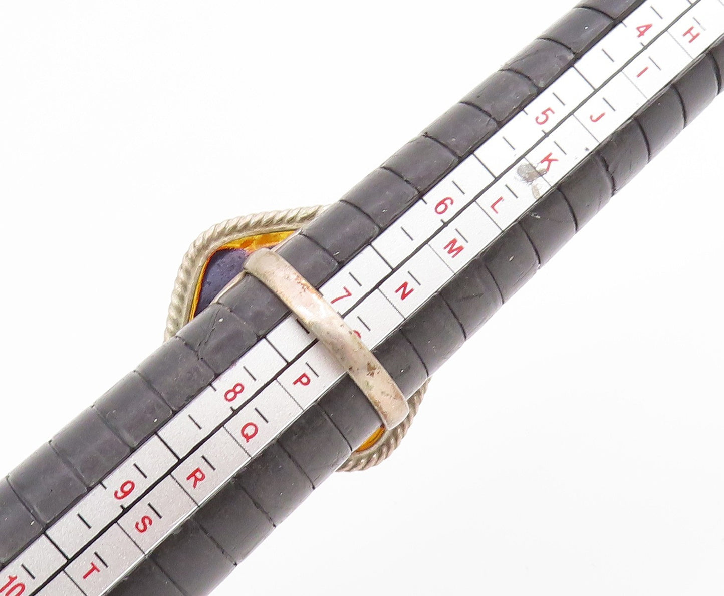 925 Sterling Silver Vintage Ring Baltic Honey Amber Cabochon Band Sz 7 RG34426