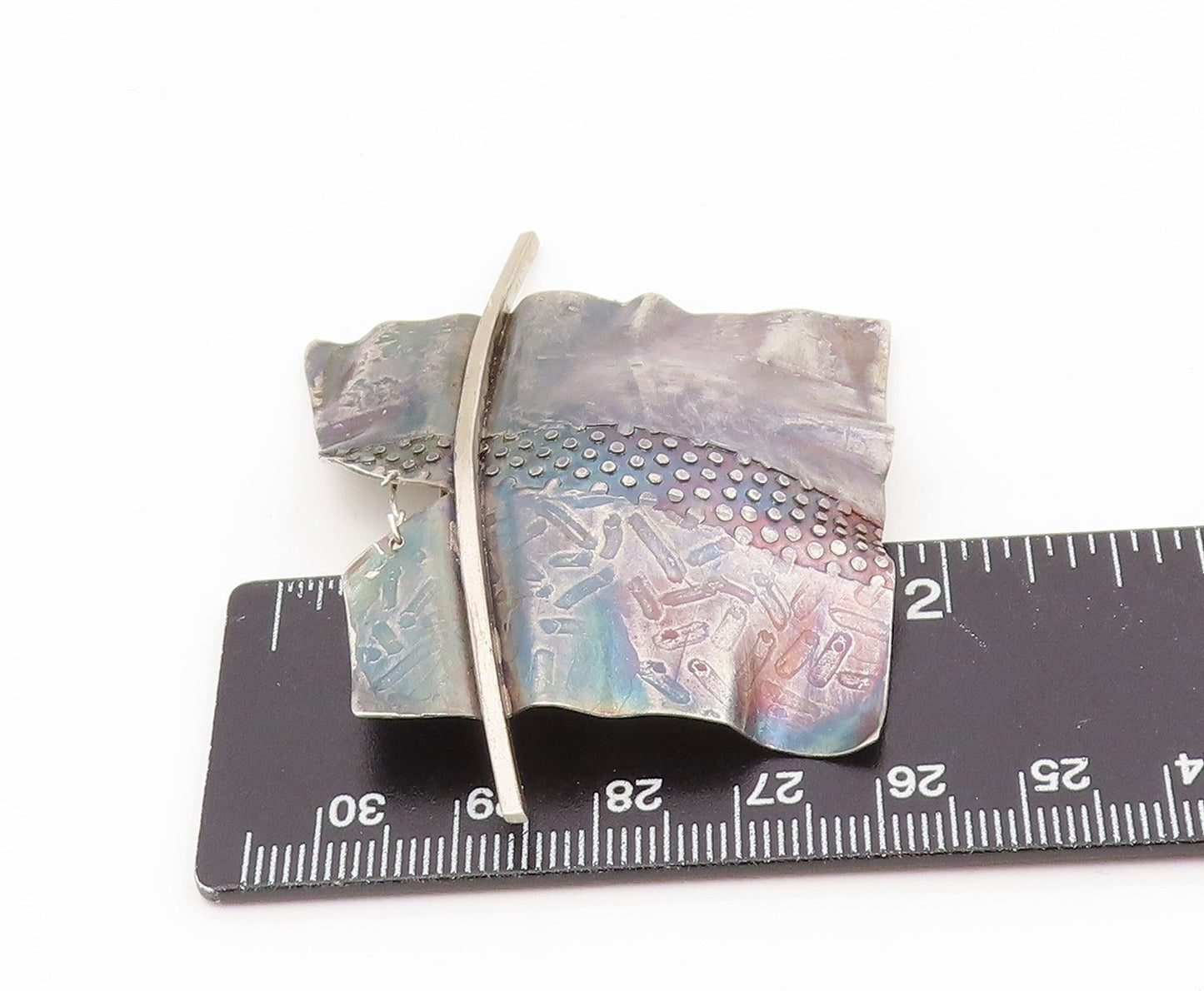 925 Sterling Silver Vintage Brooch Pin Modernist Geometric Sculpture BP12400
