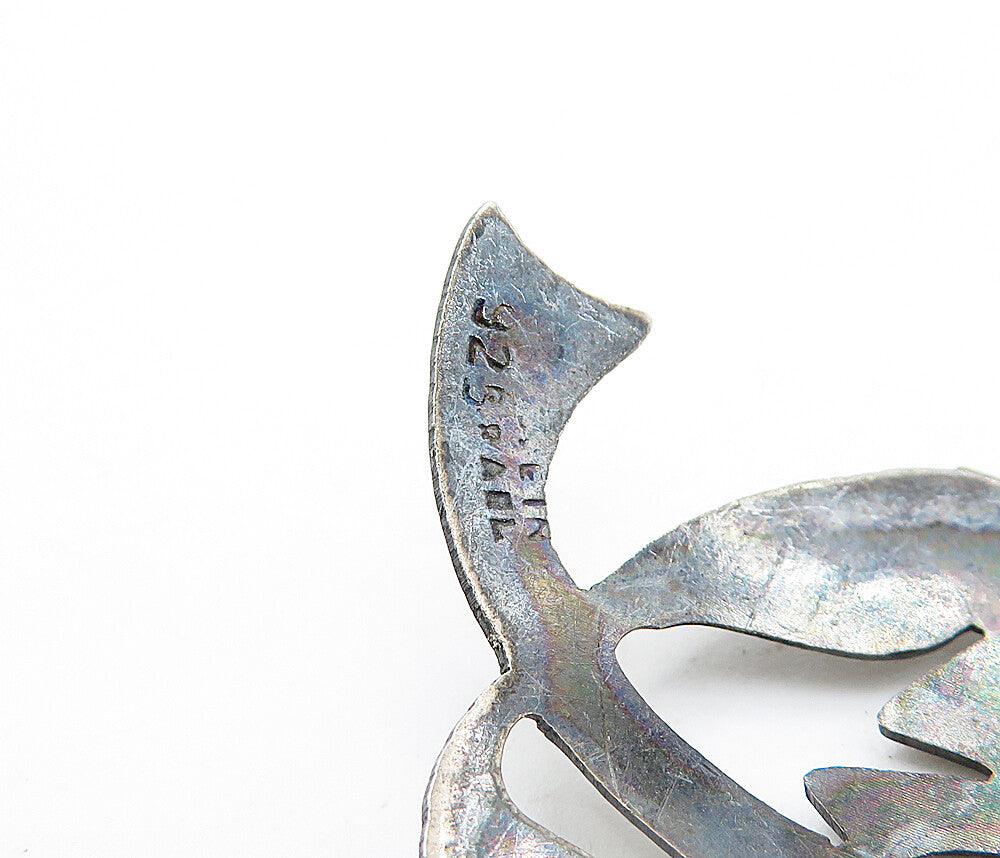 ISRAEL 925 Sterling Silver Vintage Dark Tone Floral Leaf Brooch Pin BP1842