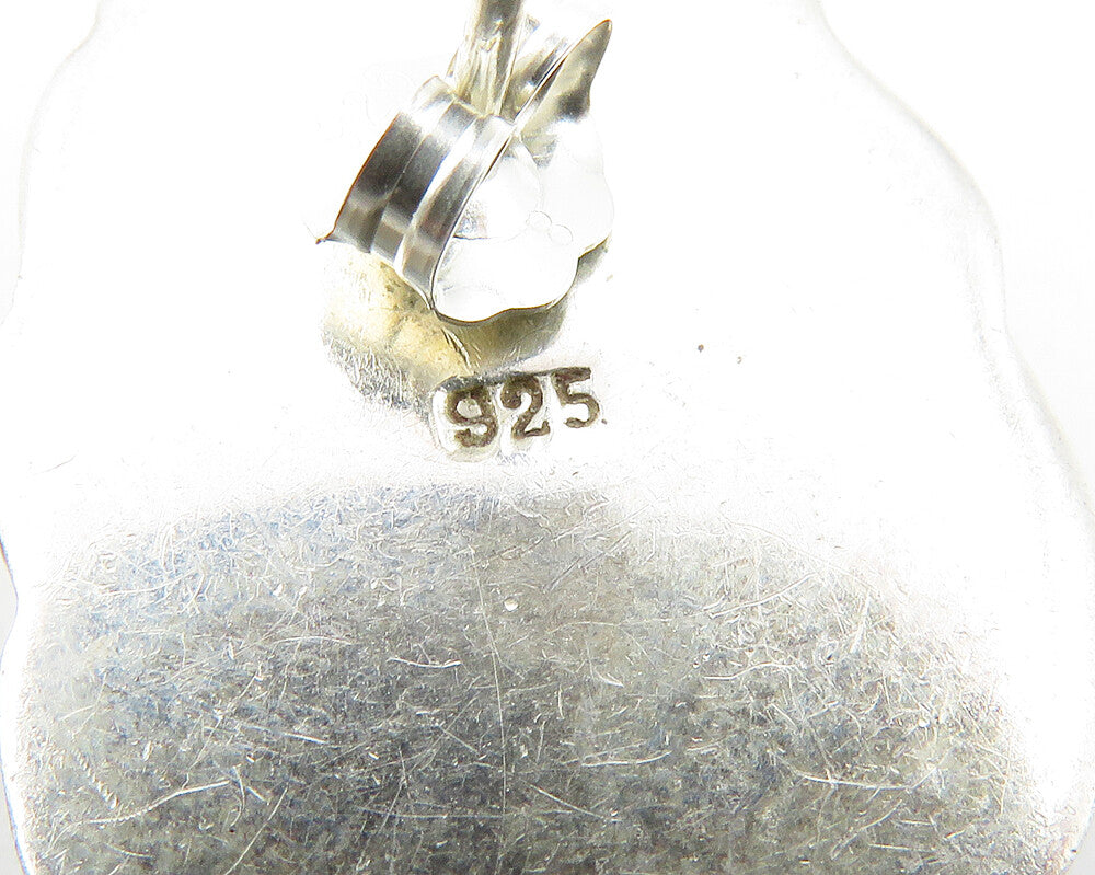 925 Sterling Silver Vintage Shiny Hollow Fluted Design Drop Earrings EG5409