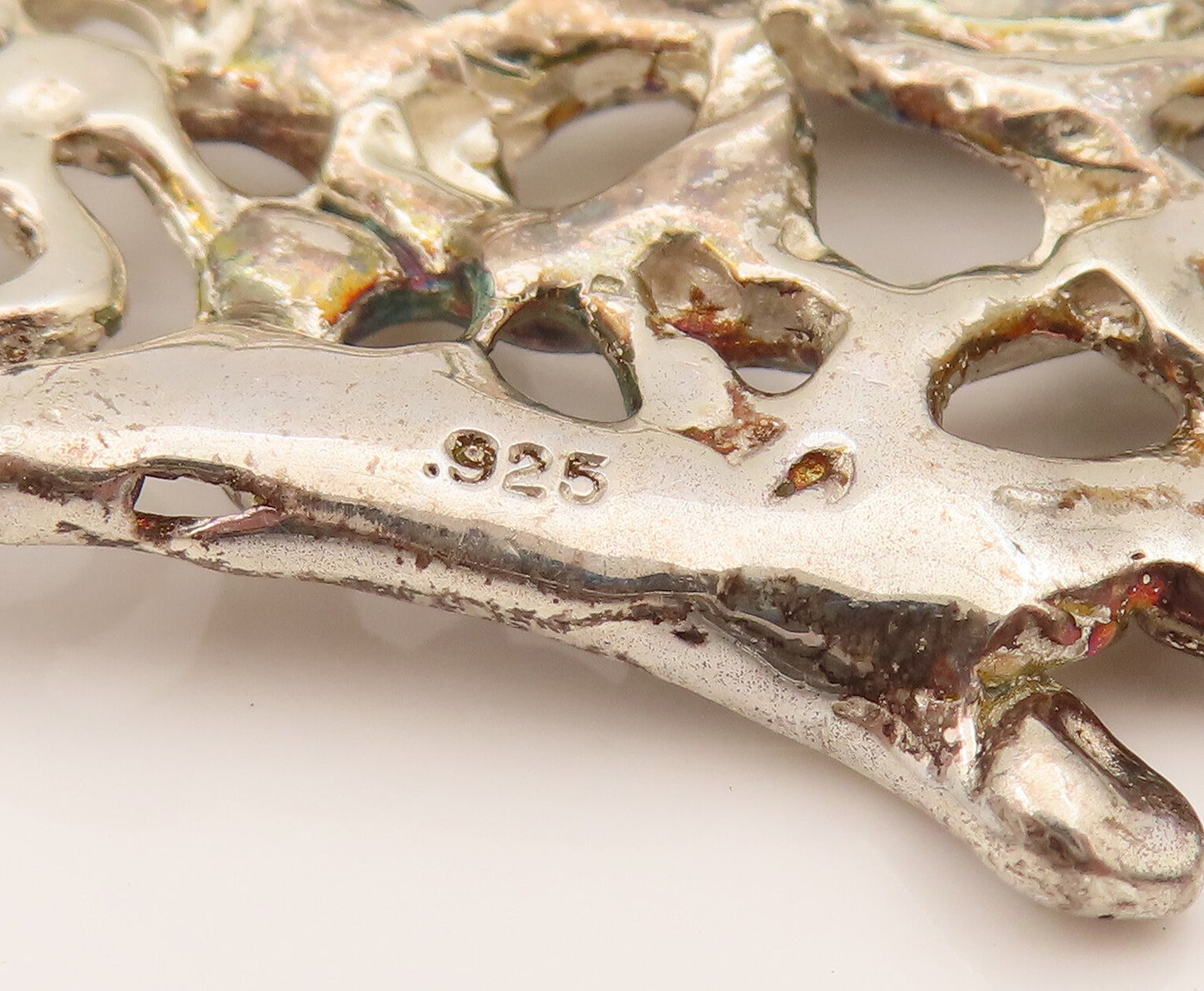 925 Sterling Silver Vintage Modernist Openwork Floral Brooch Pin BP10208