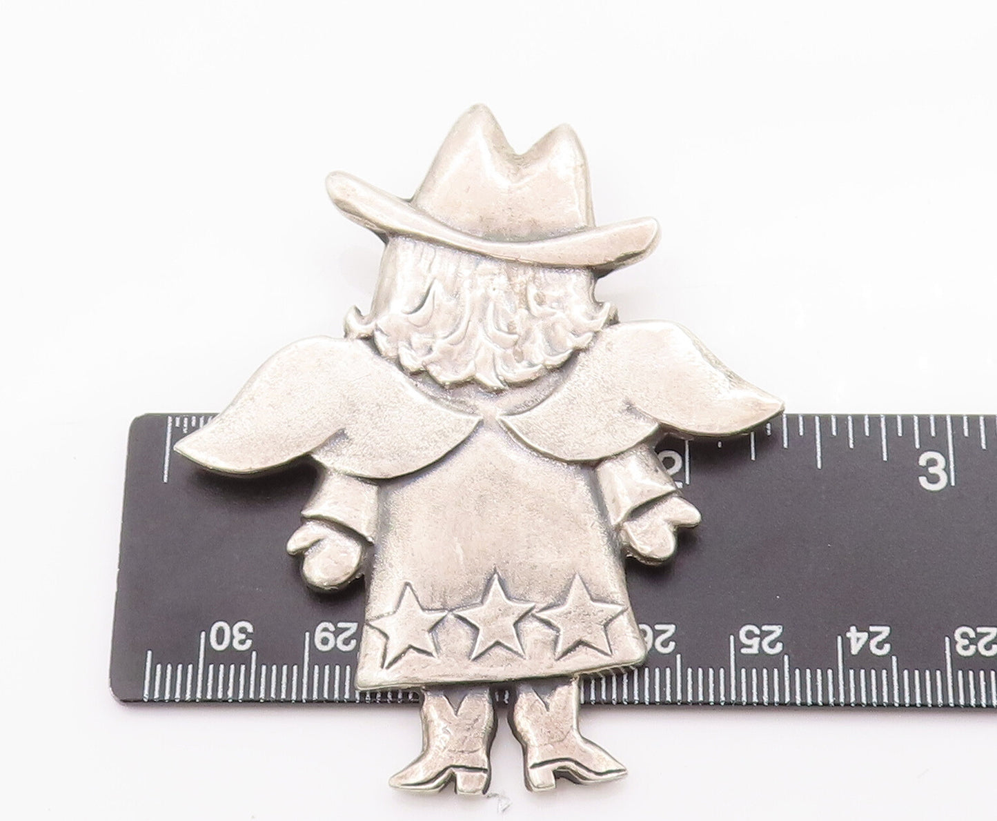925 Sterling Silver Vintage Pendant JEEP COLLINS Carved Angle Fairy PT23011