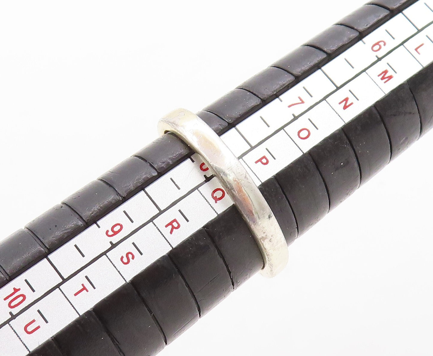 925 Sterling Silver Vintage Ring Round Cut Orange Cat's Eye Sz 8 RG31325