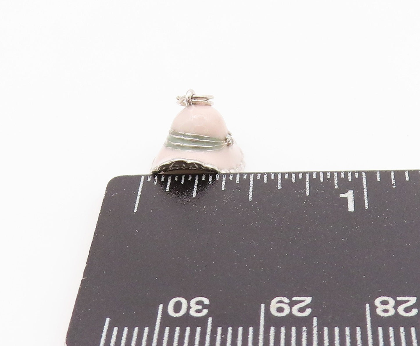 925 Sterling Silver Vintage Pendant Designer CZ Enameled Lady Hat Charm PT24277