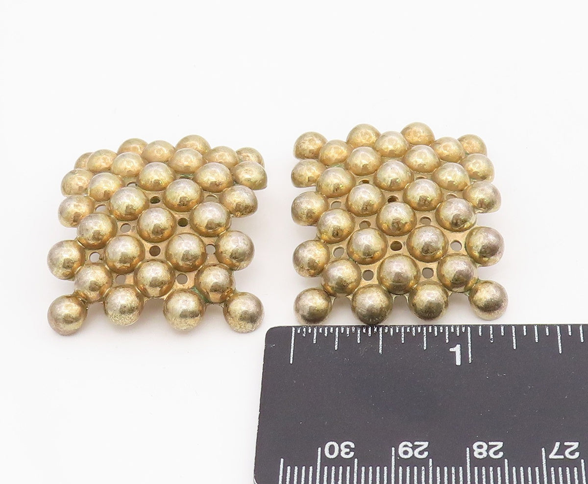 925 Sterling Silver Vintage Earrings Gold Plated MEXICO Bubble Beads EG13953