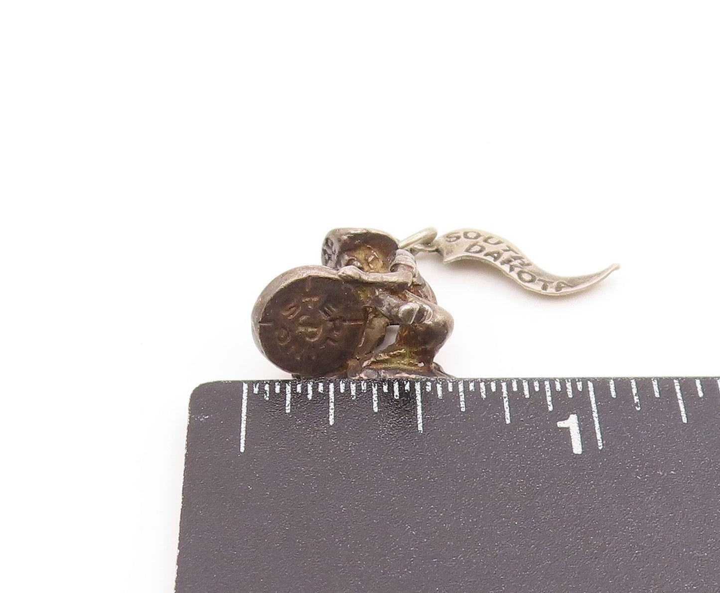 925 Sterling Silver Vintage Pendant Goldstone South Dakota Prospector PT26221