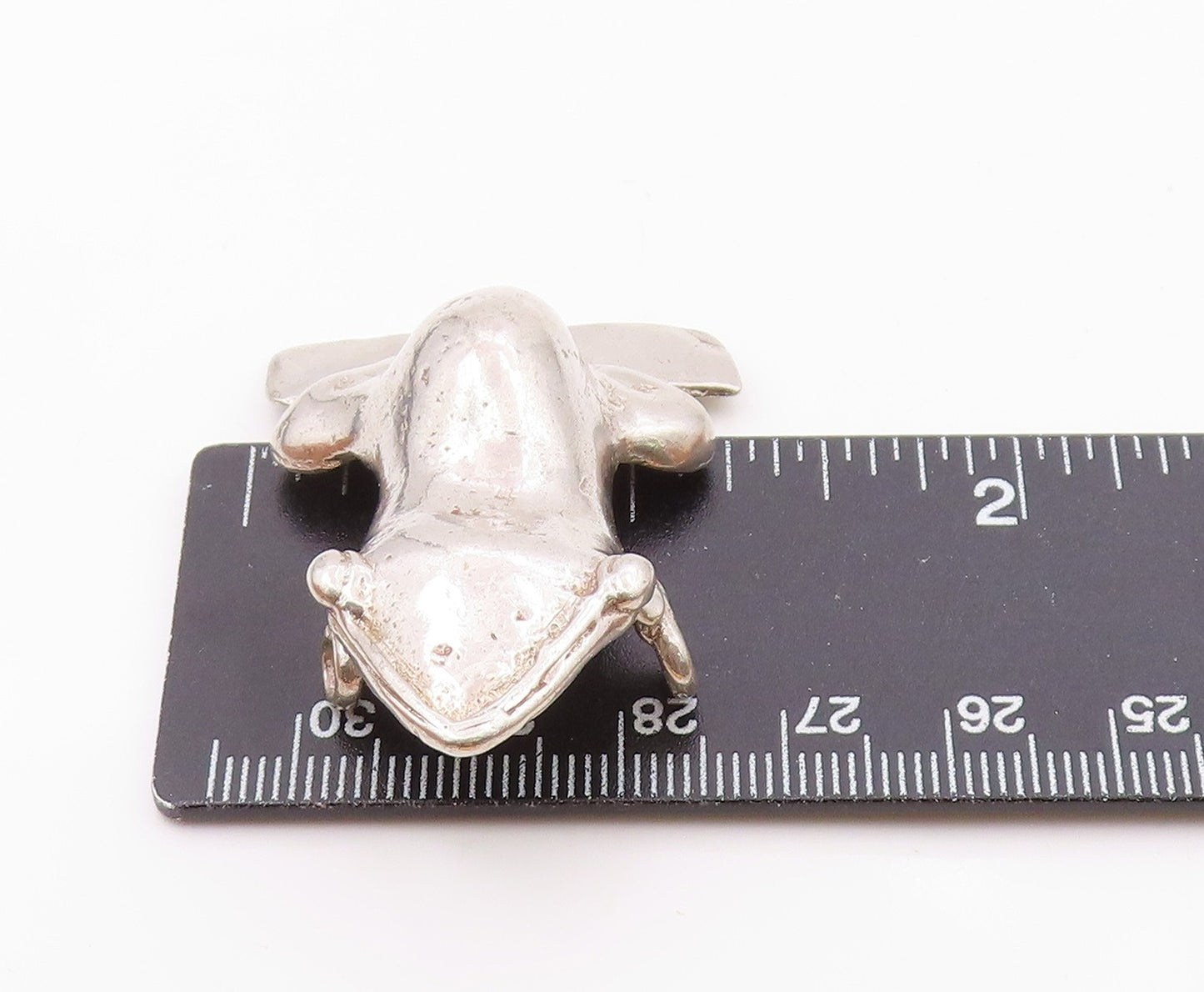 925 Sterling Silver Vintage Modernist Frog Animal Motif Pendant PT12107