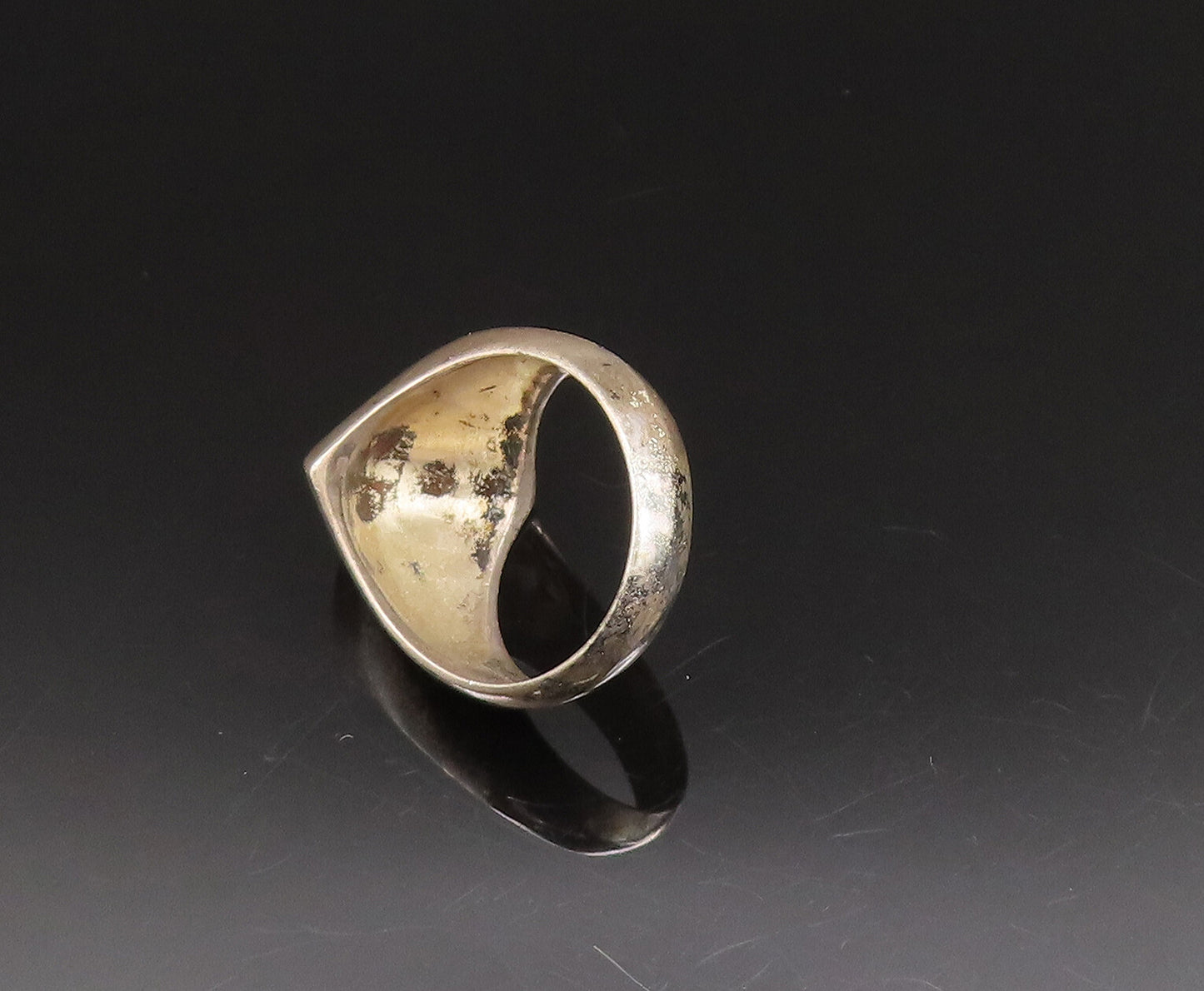925 Sterling Silver Vintage Minimalist Pyramid Dome Ring Sz 8 RG25619