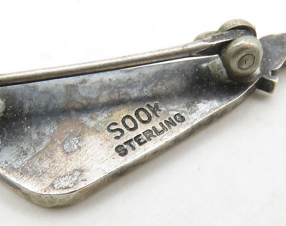 925 Sterling Silver Vintage Petite Dark Tone Net Detail Brooch Pin BP6333