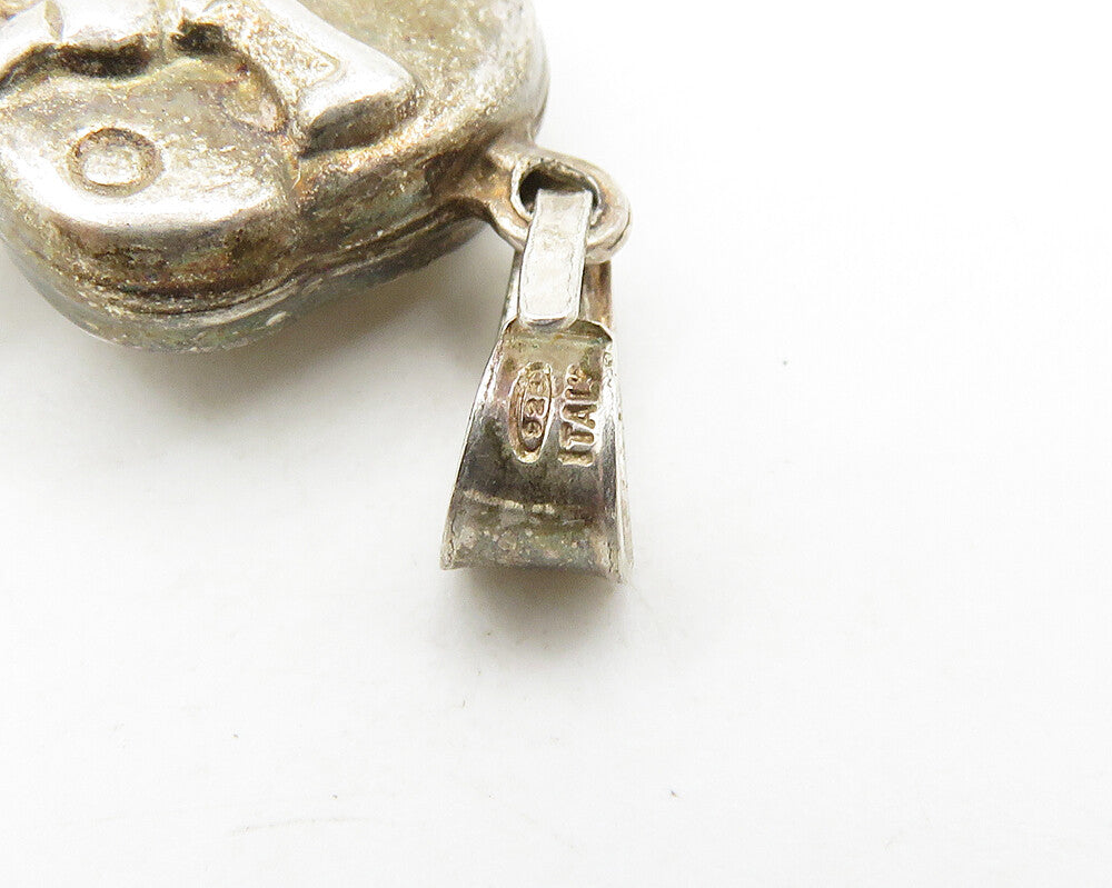 925 Sterling Silver Vintage Petite Hollow Elephant Animal Pendant PT15343