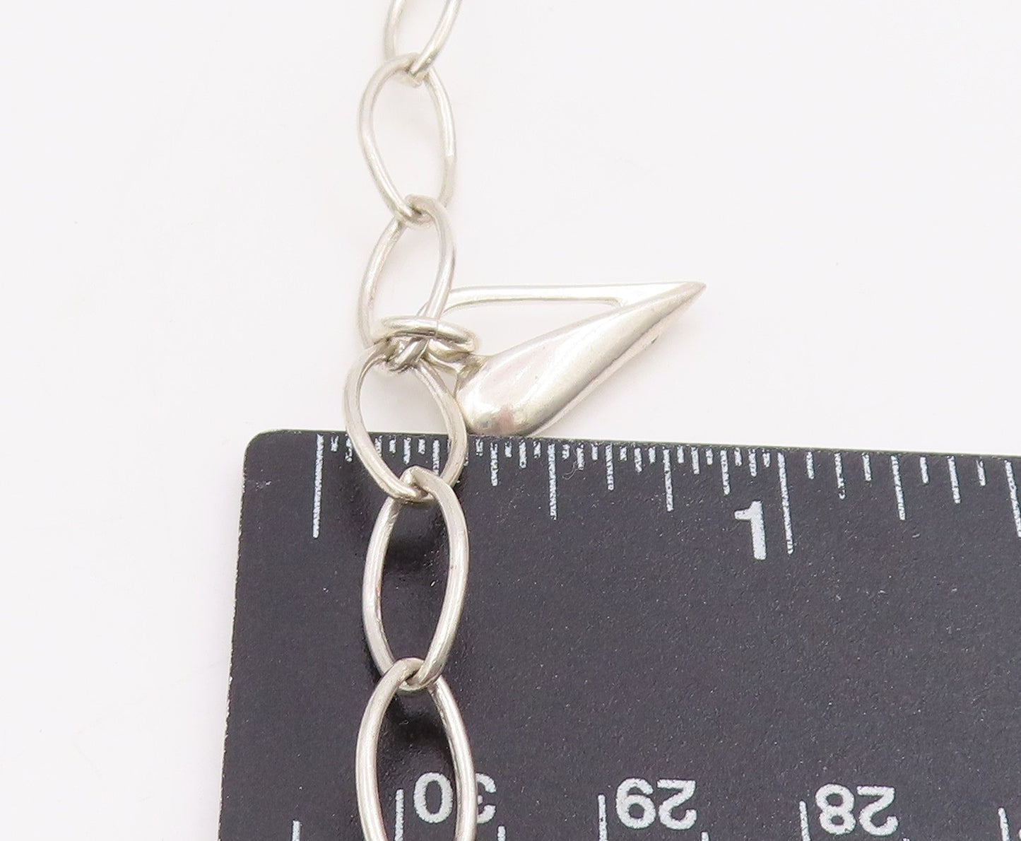 925 Sterling Silver Vintage Bracelet Hollow Oval Link Love Heart Charms BT11667
