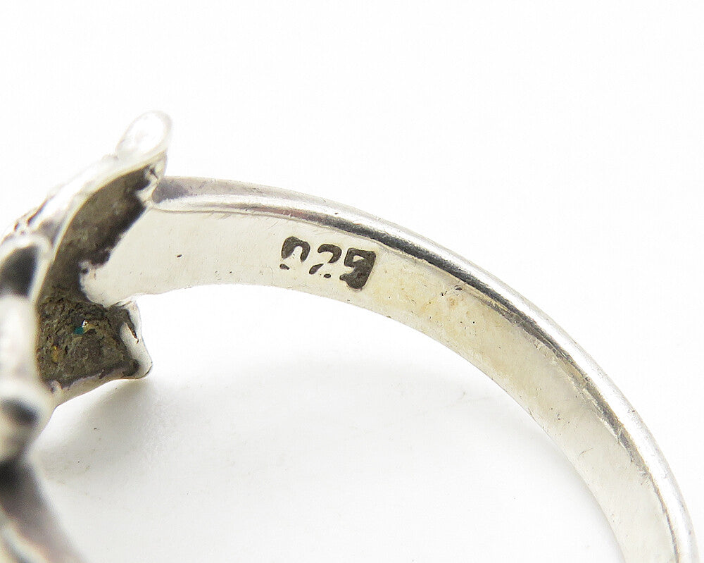925 Sterling Silver Vintage Butterfly Motif Smooth Band Ring Sz 7 RG11634