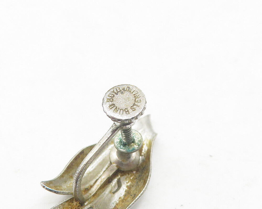BOND BOYD 925 Silver Vintage Shiny Modernist Non Pierce Drop Earrings EG6271